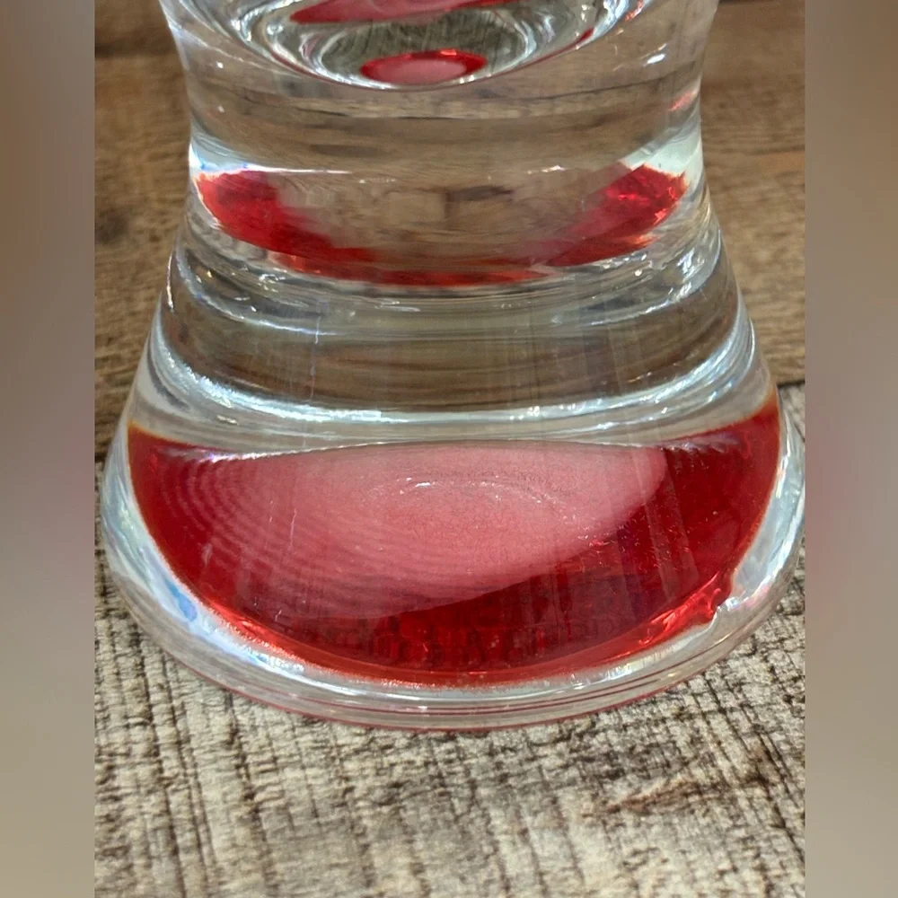 Wine/Beer Glasses Set Of 2 Calypso Colony Red Color Bottom Czech Republic Heavy